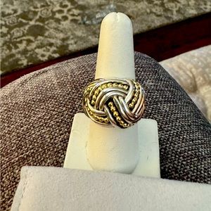 Lagos Sterling Silver and 18k Gold Ring, Size 7.5